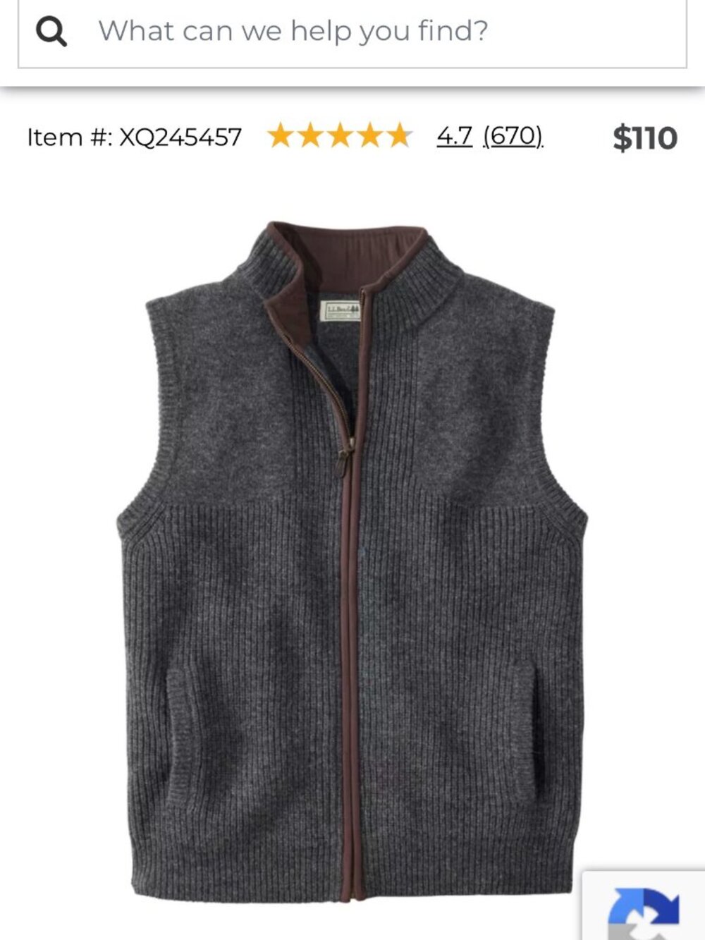 L.L. Bean Men's Waterfowl Sweater Vest